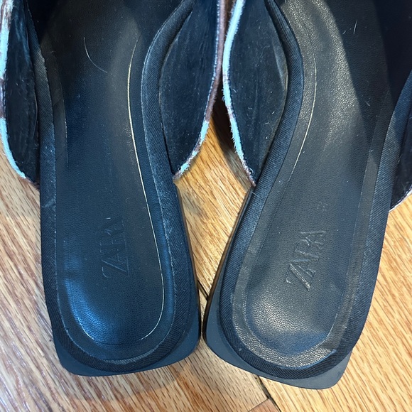 Zara Black and Brown Mules with Cow Print - Picture 5 of 6